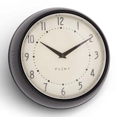 Produktbild von LS-LebenStil Nostalgische Metall Wanduhr Schwarz 23cm Rund Vintage Küchenuhr Bürouhr Retro kein Ticken Lautlos große Ziffern Wohnzimmer Büro Küche