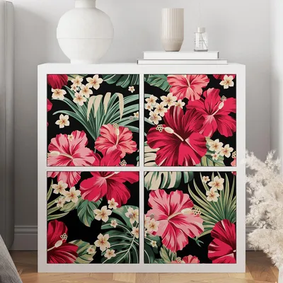 Produktbild von M?belaufkleber – Lumaléa – Blumen – Klebefolie + GLANZ-Schutz – 2er-Set – 25 x 25 cm