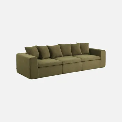 Produktbild von sweeek - Modulares 3-Sitzer Sofa mit Chenille-Bezug - Grün