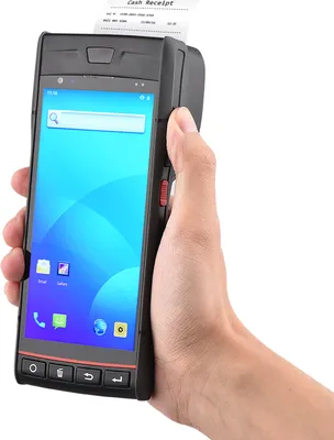 Produktbild von Handheld-POS-Belegdrucker Android 9.0 PDA-Terminal 1D/2D/QR-Barcode-Scanner unterstuetzt Global Position System 4G WiFi BT-Kommunikation mit 5,5-Zoll-Touchscreen-Etikettendruck fuer Supermarkt-Restaurant-Lager Einzelhandelslogistik