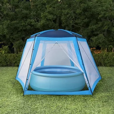 Produktbild von Pool-Zelt Pool Pavillon Zelt üBerdachung Pavillon Zelt FüR Pool 590x520x250 cm Blau