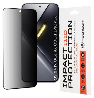 Produktbild von Techsuit - 111D Privacy Full Glue Schutzglas für Xiaomi Poco X8 Pro Max - schwarz