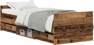 Produktbild von vidaXL Bettrahmen mit Kopfteil Altholz 193 x 78 x 50 cm Holzwerkstoff