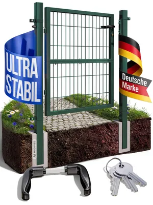 Produktbild von Gartentor Gartentür Zauntür Zauntor Gartenpforte Quadratrohr Anthrazit Grün mit Schloss V2Aox, Farbe / Türhöhe:Grün / 120 cm