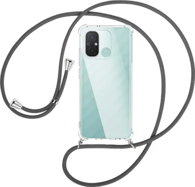 Produktbild von Handykette Backcover-Schutzhülle mit Band (Metall silberfarben) für Xiaomi Redmi 12C (6.71'') - dunkelgrau