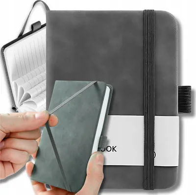 Zdjęcie produktu dla EDIBAZZAR | Szary mini notes w formacie kieszonkowym, w linie, 100 kartek, A7