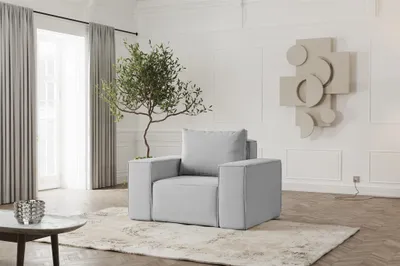 Produktbild von Sessel Designersessel ESTELLE in Stoff Opera Velvet Hellgrau