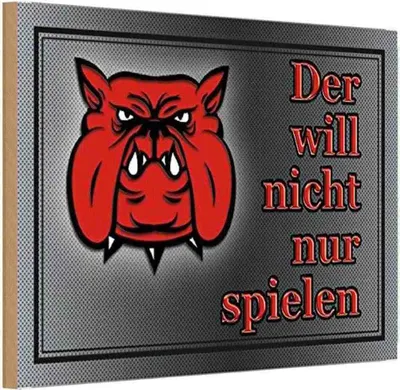 Produktbild von vianmo Holzschild 20x30 cm Hund will nicht nur spielen Tier Haustier