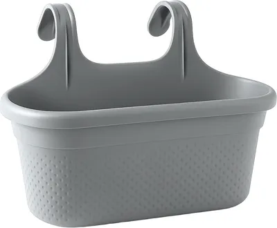 Produktbild von Balkon Blumenkasten mit Halterung – 37 cm Langer Balkonkasten für Geländer, 6,2 L aus wetterfestem Kunststoff, Grau