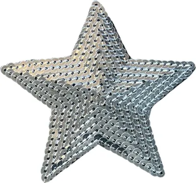 Produktbild von Stern-Pailletten-Emblem-Aufnäher zum Aufbügeln, Silber
