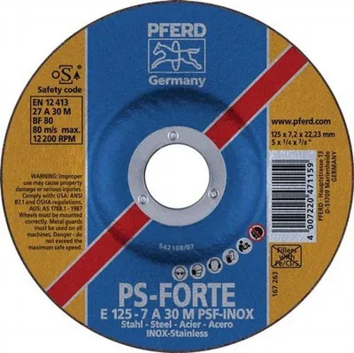 Produktbild von PFERD 62017831, Schneidedisk, Edelstahl, Stahl, 18 cm, Jede Marke, Flache Mitte, 2,22 cm