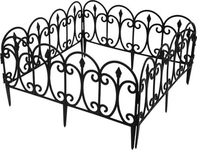 Produktbild von Dekorativer Gartenzaun - Zaunpaneele - 5-teilig - Kunststoff - 58×23 cm je Element - Für Gemüsegarten und Garten - Schwarz