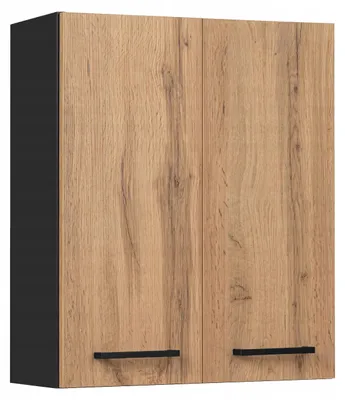 Zdjęcie produktu dla Szafka łazienkowa wisząca dąb wotan czarna loft półka do łazienki 50 cm