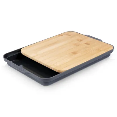 Productafbeelding van Bamboe snijplank met dienblad, 37 x 24 cm