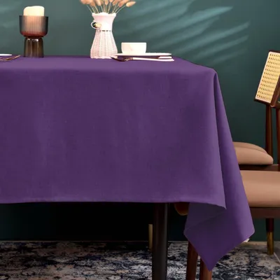 Produktbild von Tischdecke Dunkelviolett 140 x 240 cm Leinenoptik schmutzabweisend Polyester