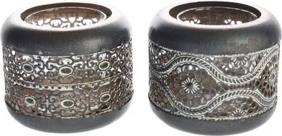 Produktbild von Kaemingk Teelichthalter 2er Set 9 x 7,5cm Metall kupferbraun