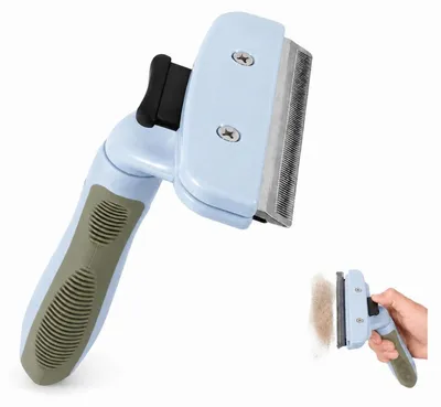 Image de Brosse pour chien, peigne démêlant bleu, pour l'entretien du pelage des chiens et des chats