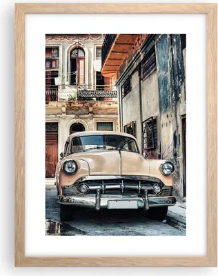 Produktbild von Gerahmtes Poster - Rahmen in heller Eiche - Kubanisch Auto Mietshäuser - 30x40 cm - Wand Bild - Wanddeko - Wandbilder - Kunstposter - Wandposter - Bilderrahmen - Bilder - Kunstdruck - P2NPA30x40-4413
