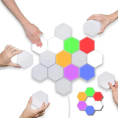 Produktbild von BOT Modulare intelligente LED-Wandleuchte Hexagon H1 RGB 6 Paneele