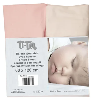 Obrázek produktu pro Bavlněné prostěradla, 100% bavlna, rozměr 60 x 120 cm, 2 kusy, prodyšná, vhodné pro dětskou postýlku