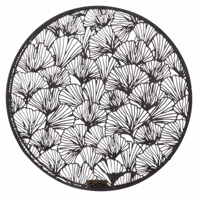 Produktbild von Gilde Teelichtleuchter, rund, "Ginkgo", Metall, schwarz, goldfarben, VE 2, L. 5 cm, D. 36 cm 55049 4063387550496