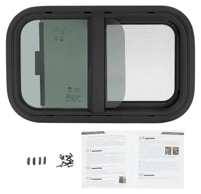 Imagen del producto de Ventana corredera horizontal Dakluik - 700x400 mm - Aluminio con cristal templado - - Para autocaravanas y caravanas