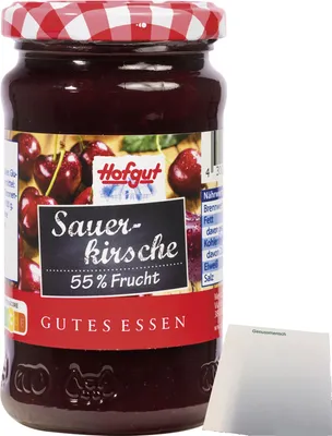 Produktbild von Hofgut Sauerkirsche Fruchtaufstrich (250g Glas) + usy Block