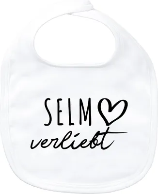 Produktbild von Huuraa Baby Lätzchen Selm verliebt White Klettverschluss  Baumwolle Latz Geschenkidee