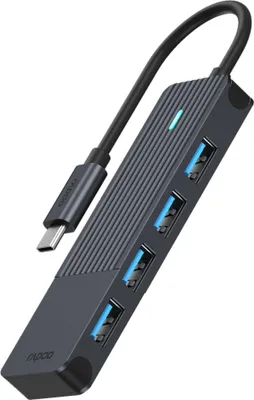Zdjęcie produktu dla Rapoo UCH-4001, USB Type-C, USB 3.2 Gen 1 (3.1 Gen 1), Męski, Czarny, 0,017 m, 5 Gbit/s