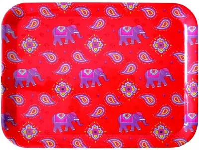 Produktbild von Serviertablett Elefant Kashmir Tablett rot ca 33 x 43 cm