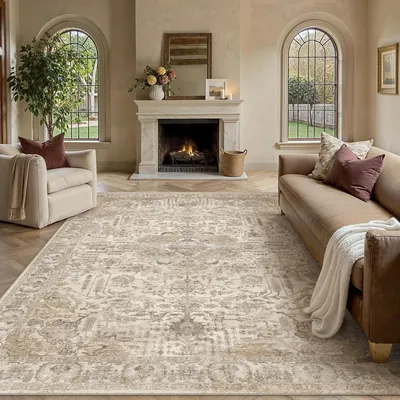 Immagine prodotto di Tappeto per soggiorno, 240x300 cm, stile vintage, lavabile, beige, rettangolare