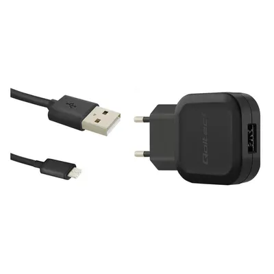 Image de Chargeur secteur Qoltec 12W 5V 2.4A Câble USB+USB typeC