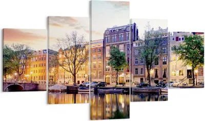 Produktbild von Bild auf Leinwand - Leinwandbild - Holland Kanal - 125x70cm - Wand Bild - Wanddeko - Wandbilder - Leinwanddruck - Bilder - Kunstdruck - Wanddekoration - Leinwand bilder - Wandkunst - EA125x70-4068
