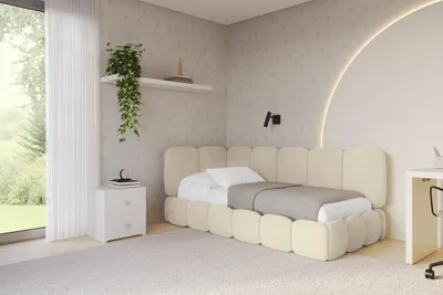 Produktbild von ALTDECOR Jugendbett mit Bettkasten AVRY - 90x200 - Beige - Monolith 04 - Rechts angeordnet - Bett mit Matratze - Einzelbett mit Stauraum - Polsterbett Kinderbett