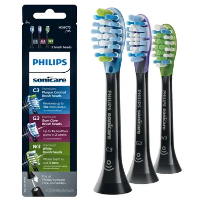Produktbild von Philips Sonicare C3 G3 W3 Premium All-in-One Ersatzbürstenköpfe 3er-Pack, Schwarz