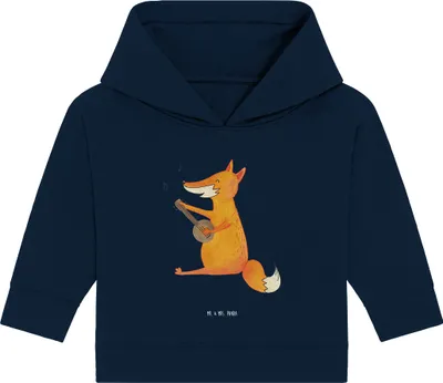 Produktbild von Mr. & Mrs. Panda Organic Baby Hoodie Fuchs Gitarre 12. - 18. Monat - French Navy - Geschenk, Kapuzenshirt, Sänger, Musik, Kapuzensweatshirt, Singen, Optimistisch