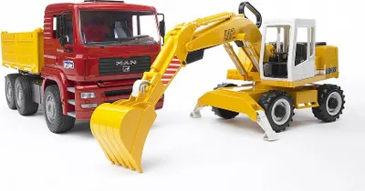 Produktbild von Bruder 02751 - MAN TGA Kipplastwagen mit Liebherr Schaufelbagger