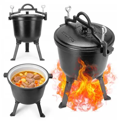 Produktbild von Gusseiserner Jagdkocher, emaillierter Topf für den offenen Feuer, 15 l, KAMILLE