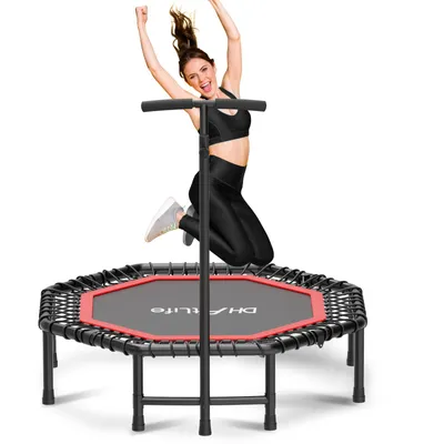 Image de Trampoline de Fitness DH FitLife Pliable Ø121 cm – Capacité 150 kg, 3 Niveaux de Poignées Réglables, Stable et Silencieux pour Enfants et Adultes