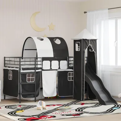 Obrázok produktu pre Maison Exclusive – Detská poschodová posteľ, čierna, 100 x 200 cm, kovová