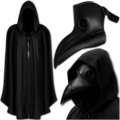 Zdjęcie produktu dla Kostium lekarza z XIV wieku, maska, peleryna, kaptur, zestaw na Halloween