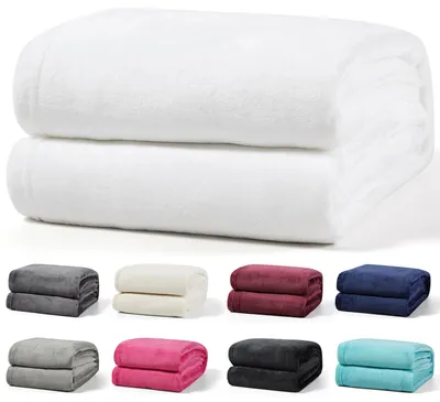 Produktbild von Kuscheldecke 220x240 cm Weiß Wohndecke Flauschige Winter Decke Sofadecke Fleecedecke