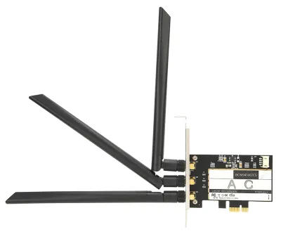 Zdjęcie produktu dla Karta sieci bezprzewodowej 802.11ac WiFi + Bluetooth 4.0 – karta WLAN do komputerów stacjonarnych, PCI-E + 3 anteny, BCM943602CS