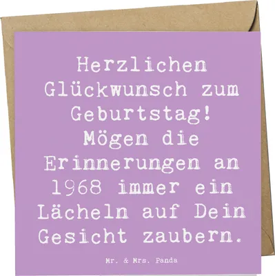 Produktbild von Mr. & Mrs. Panda doppelkarte Spruch 1968 Geburtstag - Lavendeltraum - Geschenk, Erinnerungen, magische Momente, Klappkarte, Glückwunschkarte, Happy Birthday, faltkarte