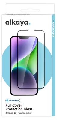 Produktbild von alkaya A Shield Displayschutzglas 3D Full Cover iPhone15 transparent