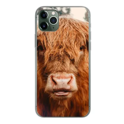 Produktbild von MuchoWow® Handyhülle Schutzhülle Hülle für iPhone 11 Pro Max Kuh - Schottischer Hochländer - Hörner - Braun - Landschaft Silikon Softcase Handy Hülle - Schutz