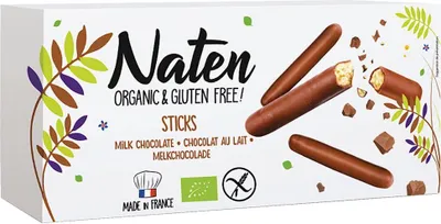 Produktbild von Mit Schokolade überzogene Kekse, glutenfreieSticks, 130 g - NATEN