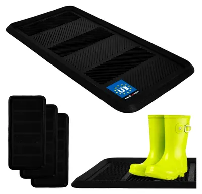 Produktbild von ® 3er Set Schuhabtropfschale - 40 x 80 cm - Abtropfmatte für Schuhe - Schuhablage für Herbst & Winter - Schuhmatte aus Gummi - Schuhwanne - Schwarz