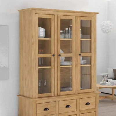 Produktbild von vidaXL Schrank mit Glastüren BODO Honigbraun 115,5 x 38,5 x 117,7 cm