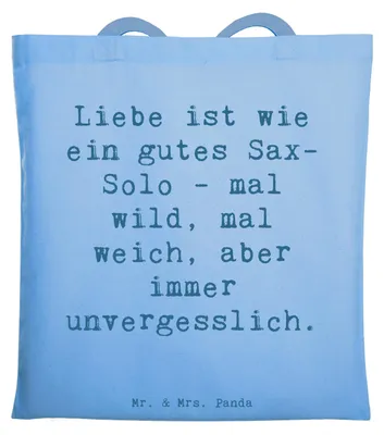 Produktbild von Mr. & Mrs. Panda Jutebeutel Spruch Saxophon Liebe - Sky Blue - Geschenk, Musik, totebag, canvas tasche, Tradition, Leidenschaft, Blues, Lernen, Musiker, Instrument, Solo